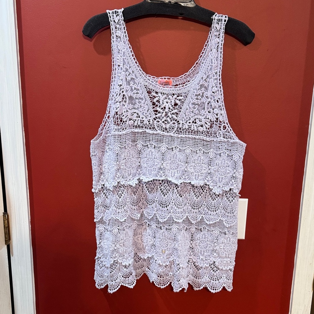 Free People Lavender Lace Tank Top